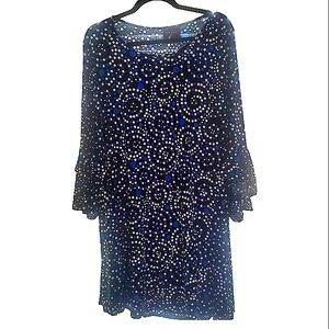 Amana Bell Sleeve Dress Black/Blue Size L